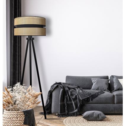 Duolla - Stojacia lampa DUO 1xE27/15W/230V pr. 40 cm ratan/čierna