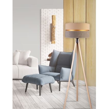Duolla - Stojacia lampa DUO 1xE27/60W/230V pr. 44 cm béžová/šedá/béžová