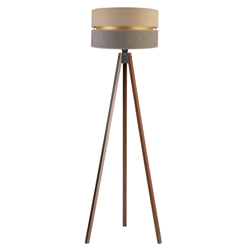 Duolla - Stojacia lampa DUO 1xE27/60W/230V pr. 44 cm béžová/šedá/wenge