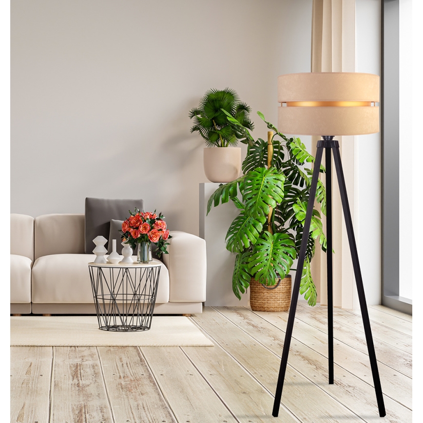 Duolla - Stojacia lampa DUO 1xE27/60W/230V pr. 44 cm béžová/wenge