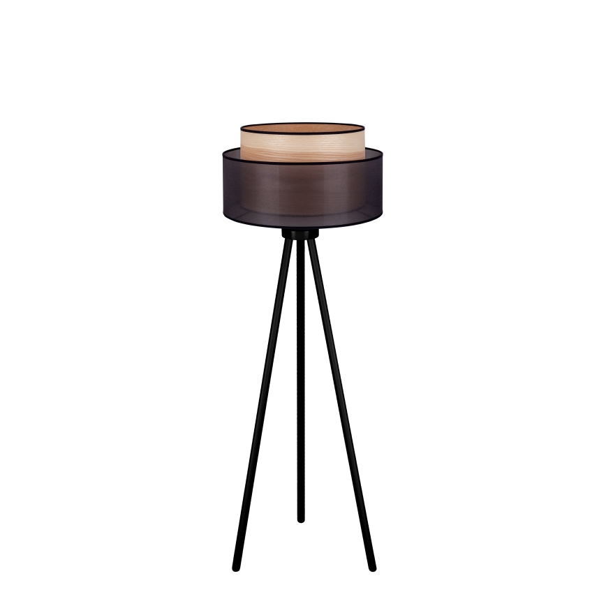 Duolla - Stojacia lampa WOOD BOHO 1xE27/15W/230V pr. 45 cm čierna/béžová