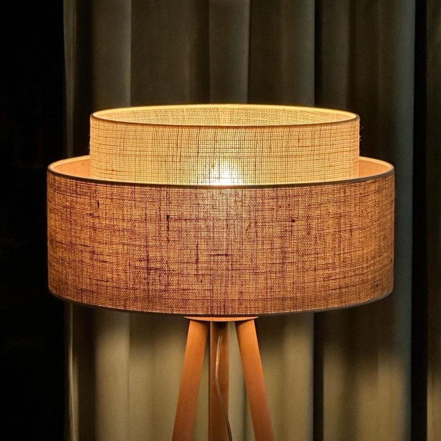 Duolla - Stojacia lampa YUTE BOHO 1xE27/15W/230V pr. 45 cm hnedá/krémová