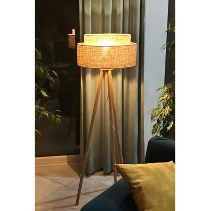Duolla - Stojacia lampa YUTE BOHO 1xE27/15W/230V pr. 45 cm hnedá/krémová