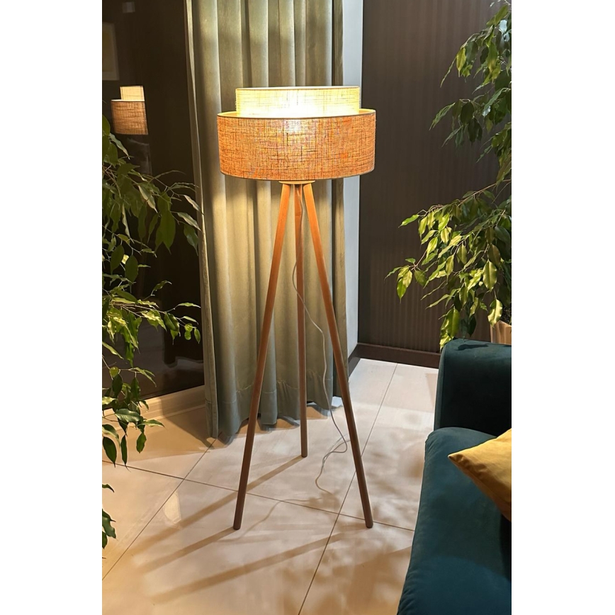 Duolla - Stojacia lampa YUTE BOHO 1xE27/15W/230V pr. 45 cm hnedá/krémová