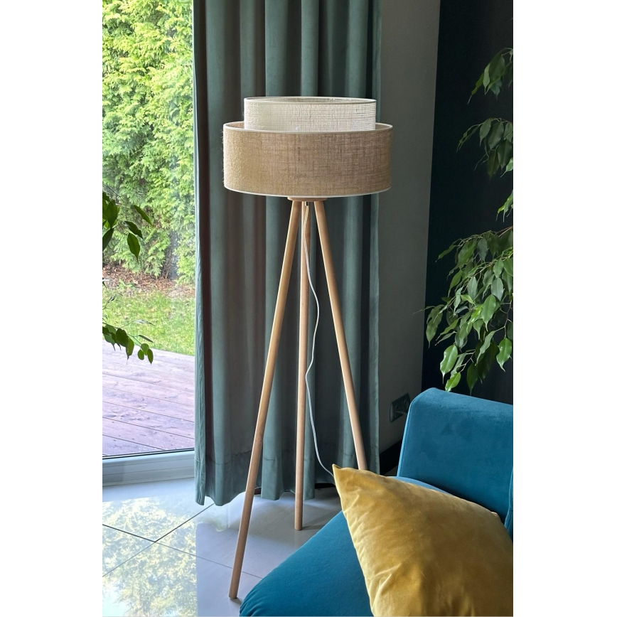 Duolla - Stojacia lampa YUTE BOHO 1xE27/15W/230V pr. 45 cm hnedá/krémová