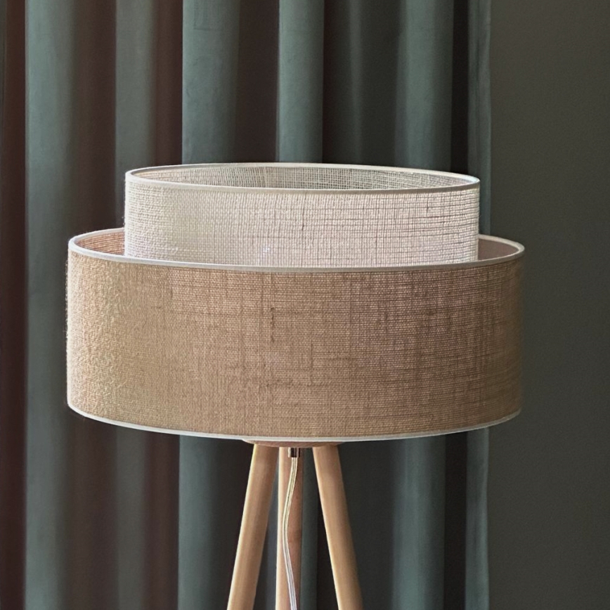 Duolla - Stojacia lampa YUTE BOHO 1xE27/15W/230V pr. 45 cm hnedá/krémová