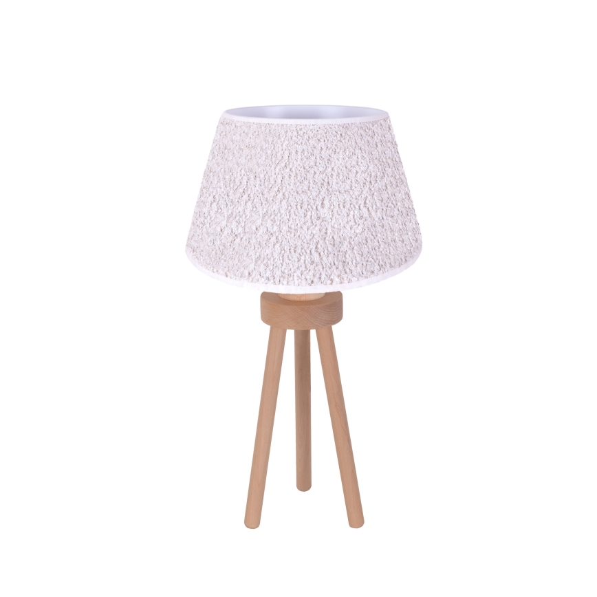 Duolla - Stolná lampa BOUCLE 1xE27/15W/230V pr. 28 cm biela/drevo