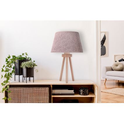 Duolla - Stolná lampa BOUCLE 1xE27/15W/230V pr. 28 cm hnedá/drevo