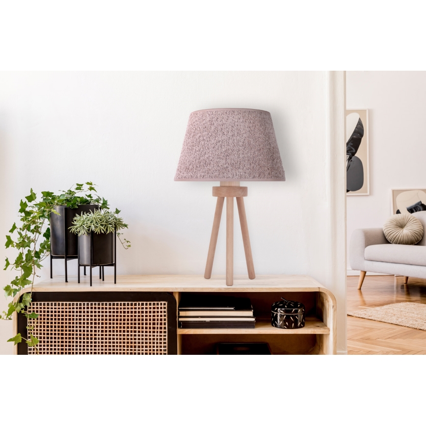 Duolla - Stolná lampa BOUCLE 1xE27/15W/230V pr. 28 cm hnedá/drevo