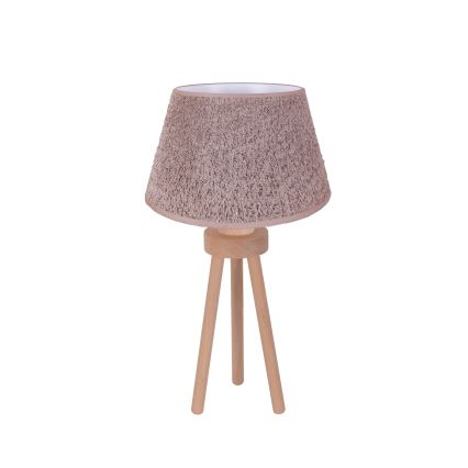 Duolla - Stolná lampa BOUCLE 1xE27/15W/230V pr. 28 cm hnedá/drevo