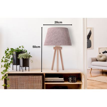 Duolla - Stolná lampa BOUCLE 1xE27/15W/230V pr. 28 cm hnedá/drevo
