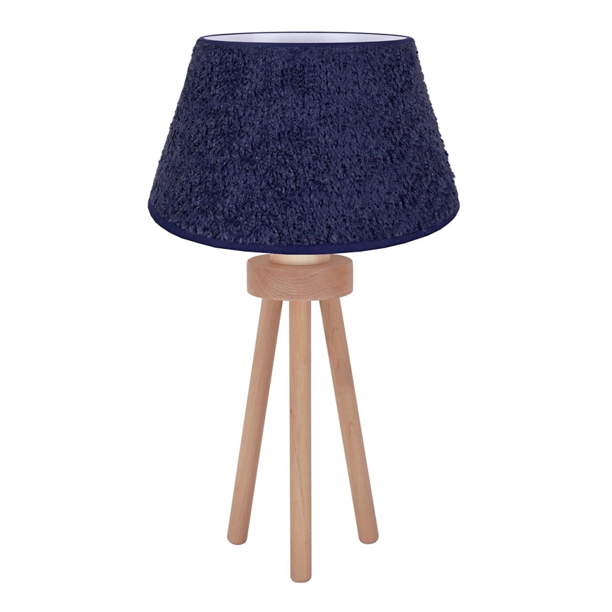 Duolla - Stolná lampa BOUCLE 1xE27/15W/230V pr. 28 cm modrá/drevo