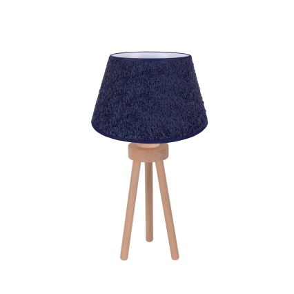 Duolla - Stolná lampa BOUCLE 1xE27/15W/230V pr. 28 cm modrá/drevo