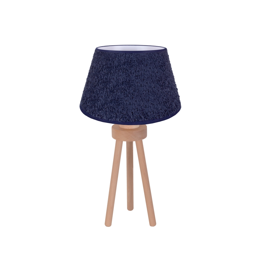Duolla - Stolná lampa BOUCLE 1xE27/15W/230V pr. 28 cm modrá/drevo