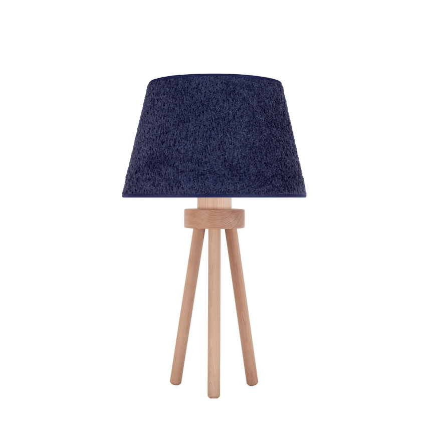 Duolla - Stolná lampa BOUCLE 1xE27/15W/230V pr. 28 cm modrá/drevo