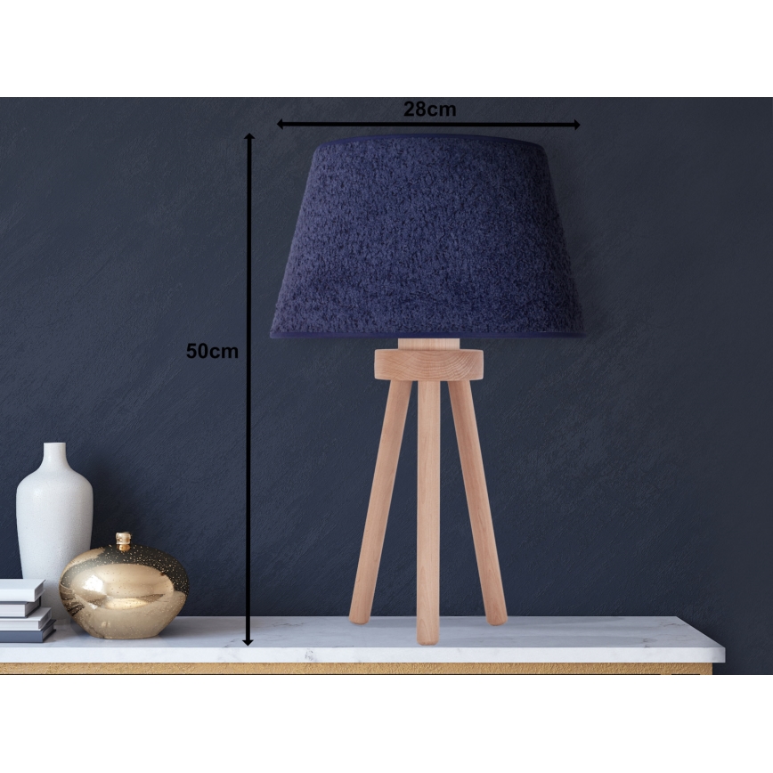 Duolla - Stolná lampa BOUCLE 1xE27/15W/230V pr. 28 cm modrá/drevo