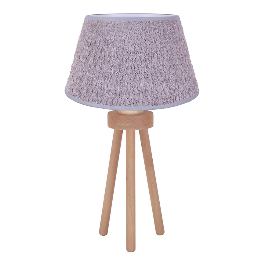 Duolla - Stolná lampa BOUCLE 1xE27/15W/230V pr. 28 cm šedá/drevo