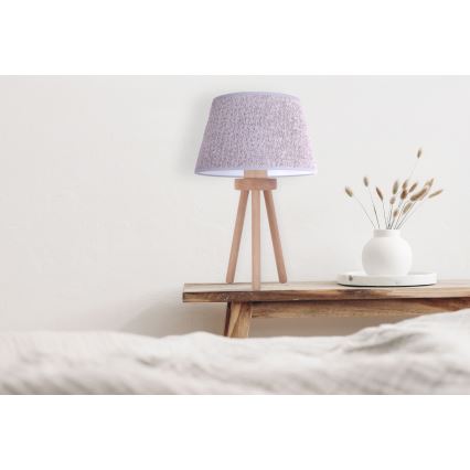 Duolla - Stolná lampa BOUCLE 1xE27/15W/230V pr. 28 cm šedá/drevo