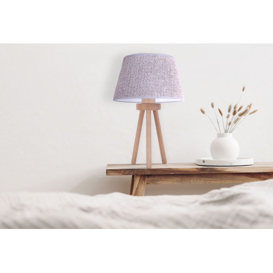 Duolla - Stolná lampa BOUCLE 1xE27/15W/230V pr. 28 cm šedá/drevo