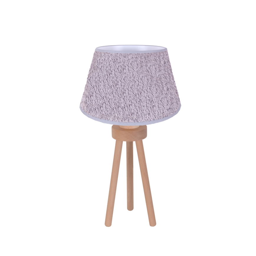 Duolla - Stolná lampa BOUCLE 1xE27/15W/230V pr. 28 cm šedá/drevo