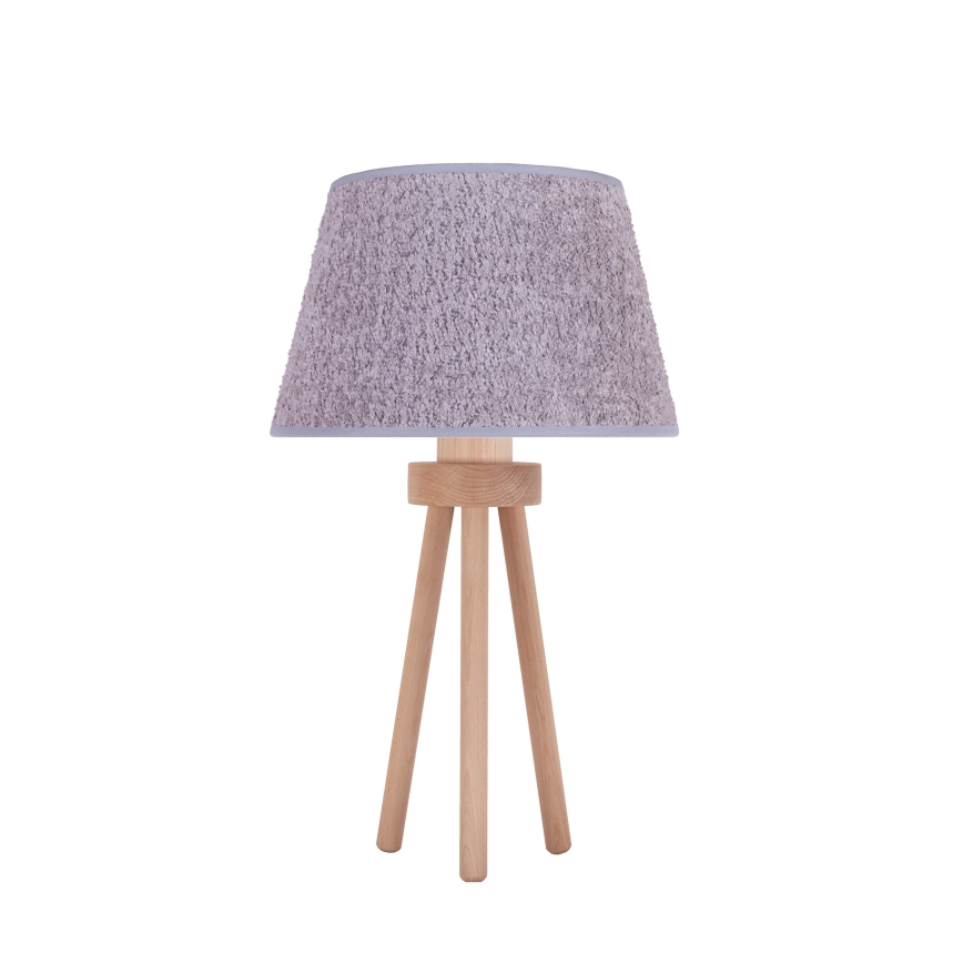 Duolla - Stolná lampa BOUCLE 1xE27/15W/230V pr. 28 cm šedá/drevo