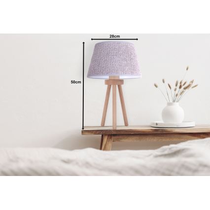 Duolla - Stolná lampa BOUCLE 1xE27/15W/230V pr. 28 cm šedá/drevo