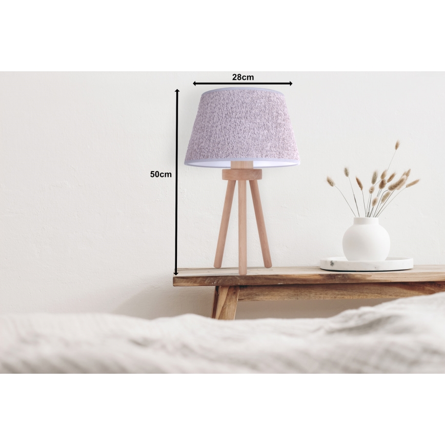 Duolla - Stolná lampa BOUCLE 1xE27/15W/230V pr. 28 cm šedá/drevo