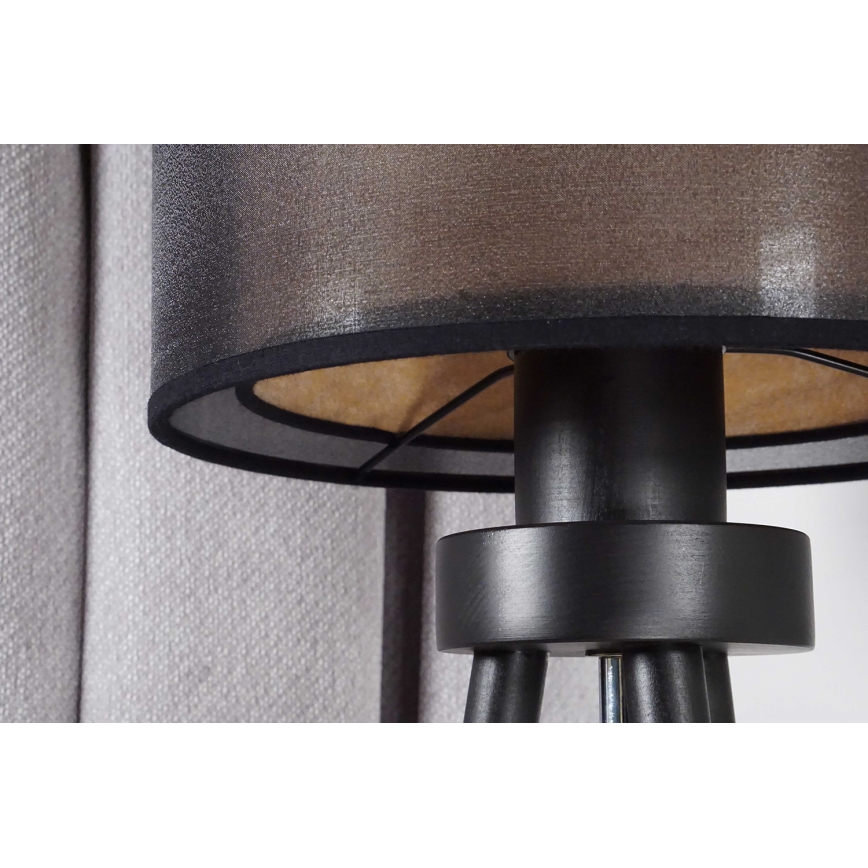 Duolla - Stolná lampa WOOD BOHO 1xE27/15W/230V pr. 25 cm čierna/béžová