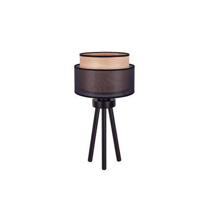 Duolla - Stolná lampa WOOD BOHO 1xE27/15W/230V pr. 25 cm čierna/béžová