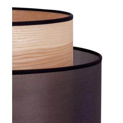 Duolla - Stolná lampa WOOD BOHO 1xE27/15W/230V pr. 25 cm čierna/béžová