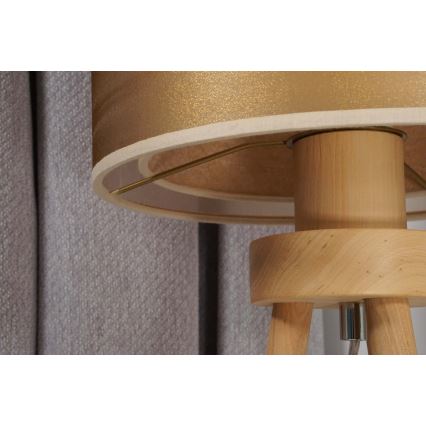 Duolla - Stolná lampa WOOD BOHO 1xE27/15W/230V pr. 25 cm medená/hnedá/béžová