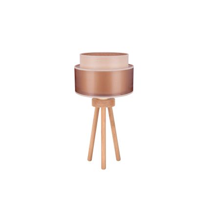 Duolla - Stolná lampa WOOD BOHO 1xE27/15W/230V pr. 25 cm medená/hnedá/béžová