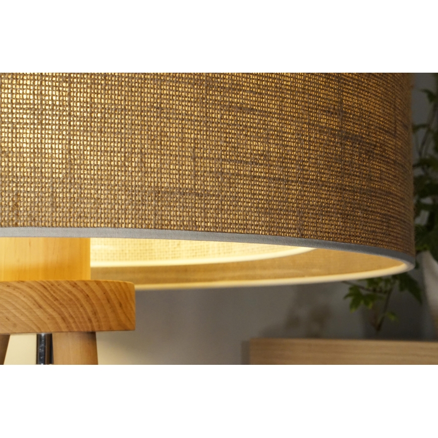 Duolla - Stolná lampa YUTE BOHO 1xE27/15W/230V pr. 25 cm hnedá/krémová