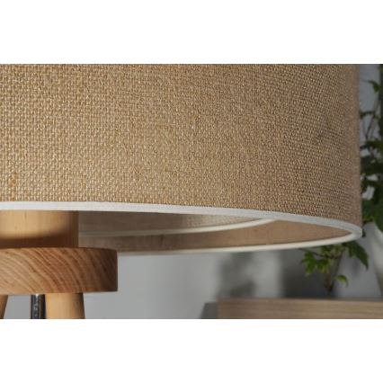 Duolla - Stolná lampa YUTE BOHO 1xE27/15W/230V pr. 25 cm hnedá/krémová