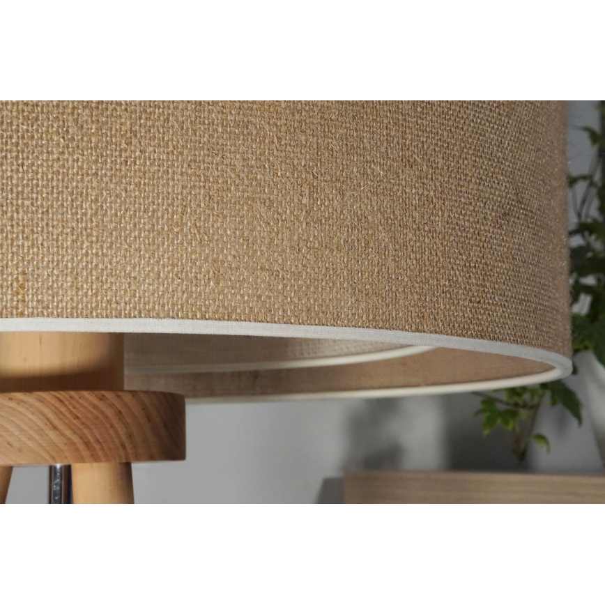 Duolla - Stolná lampa YUTE BOHO 1xE27/15W/230V pr. 25 cm hnedá/krémová