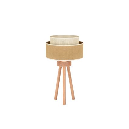 Duolla - Stolná lampa YUTE BOHO 1xE27/15W/230V pr. 25 cm hnedá/krémová