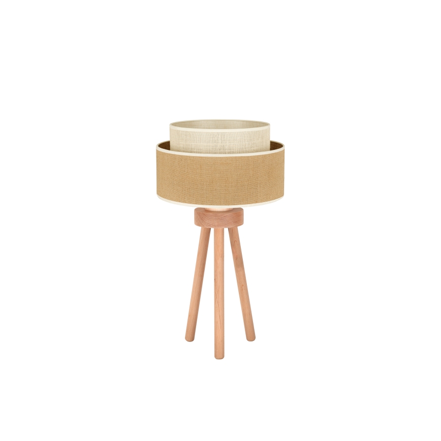 Duolla - Stolná lampa YUTE BOHO 1xE27/15W/230V pr. 25 cm hnedá/krémová