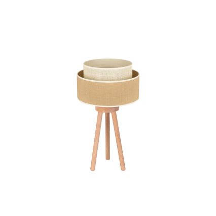 Duolla - Stolná lampa YUTE BOHO 1xE27/15W/230V pr. 25 cm hnedá/krémová