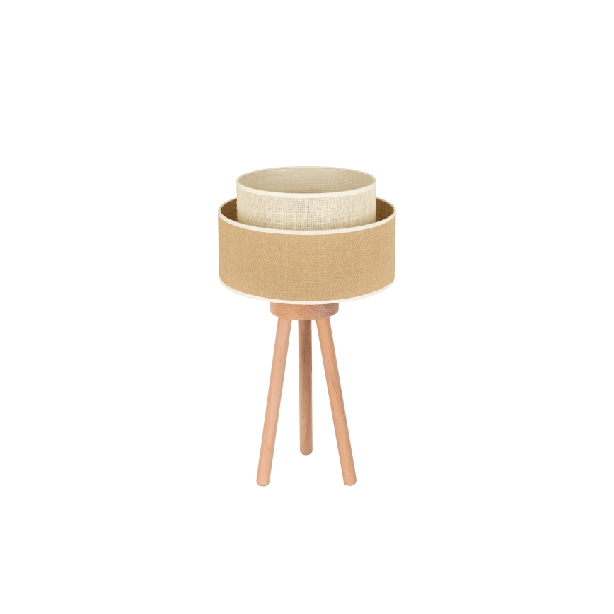 Duolla - Stolná lampa YUTE BOHO 1xE27/15W/230V pr. 25 cm hnedá/krémová