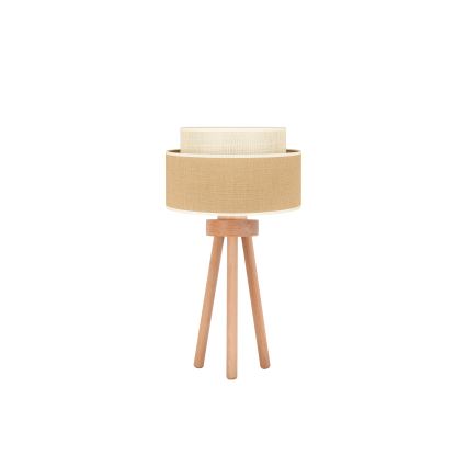 Duolla - Stolná lampa YUTE BOHO 1xE27/15W/230V pr. 25 cm hnedá/krémová