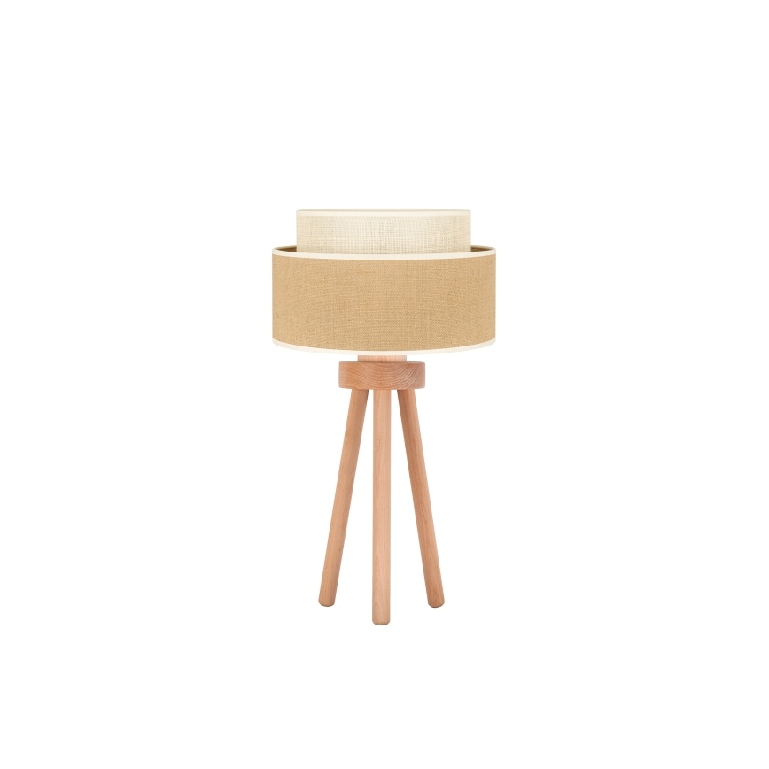 Duolla - Stolná lampa YUTE BOHO 1xE27/15W/230V pr. 25 cm hnedá/krémová