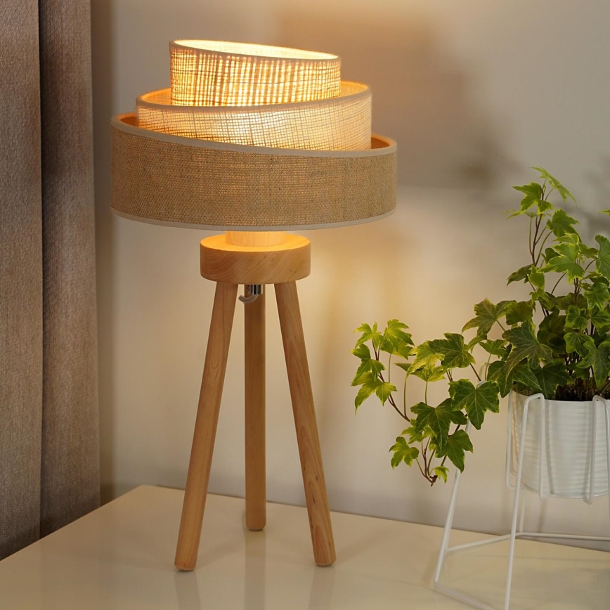 Duolla - Stolná lampa YUTE TRIO 1xE27/15W/230V pr. 25 cm hnedá/šedá/béžová