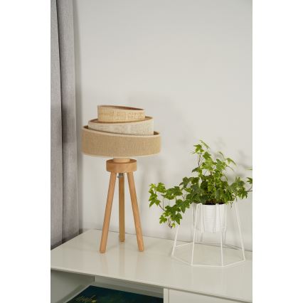 Duolla - Stolná lampa YUTE TRIO 1xE27/15W/230V pr. 25 cm hnedá/šedá/béžová