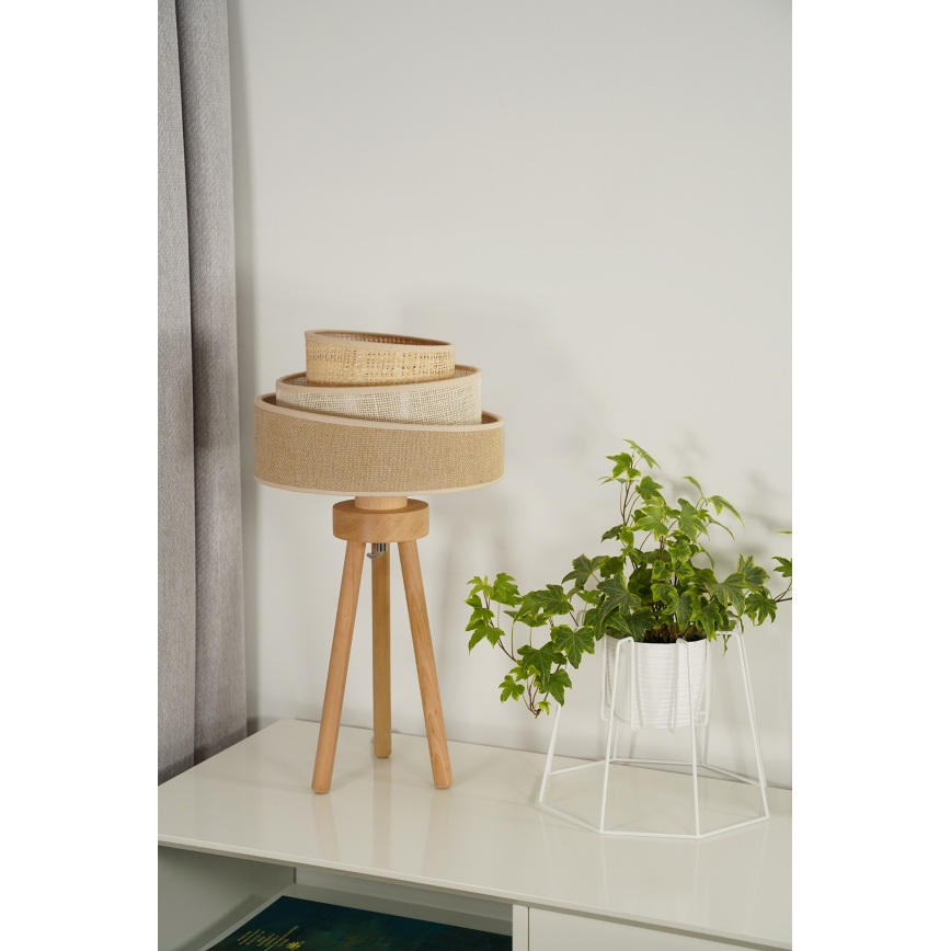 Duolla - Stolná lampa YUTE TRIO 1xE27/15W/230V pr. 25 cm hnedá/šedá/béžová