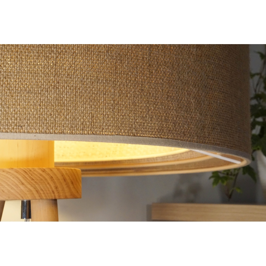 Duolla - Stolná lampa YUTE TRIO 1xE27/15W/230V pr. 25 cm hnedá/šedá/béžová