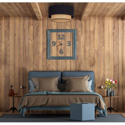 Duolla - Stropné svietidlo BOHO 1xE27/15W/230V pr. 45 cm čierna/ratan