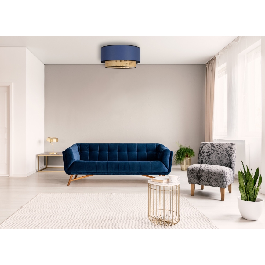 Duolla - Stropné svietidlo BOHO 1xE27/15W/230V pr. 45 cm modrá/ratan