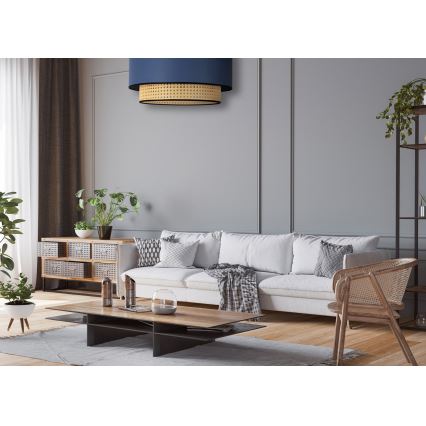 Duolla - Stropné svietidlo BOHO 1xE27/15W/230V pr. 45 cm modrá/ratan