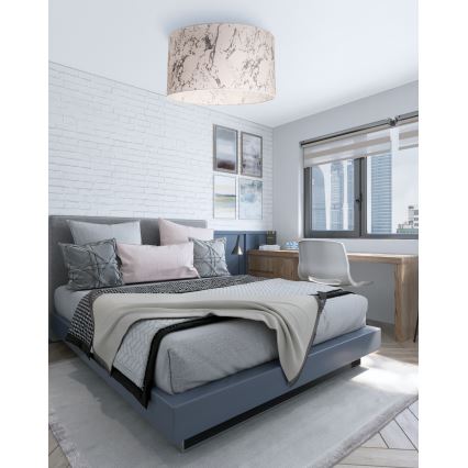 Duolla - Stropné svietidlo MARBLE 1xE27/40W/230V pr. 45 cm biela/šedá