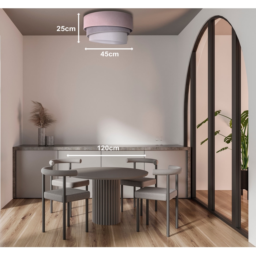 Duolla - Stropné svietidlo TRIO 1xE27/15W/230V pr. 45 cm ružová/šedá/biela